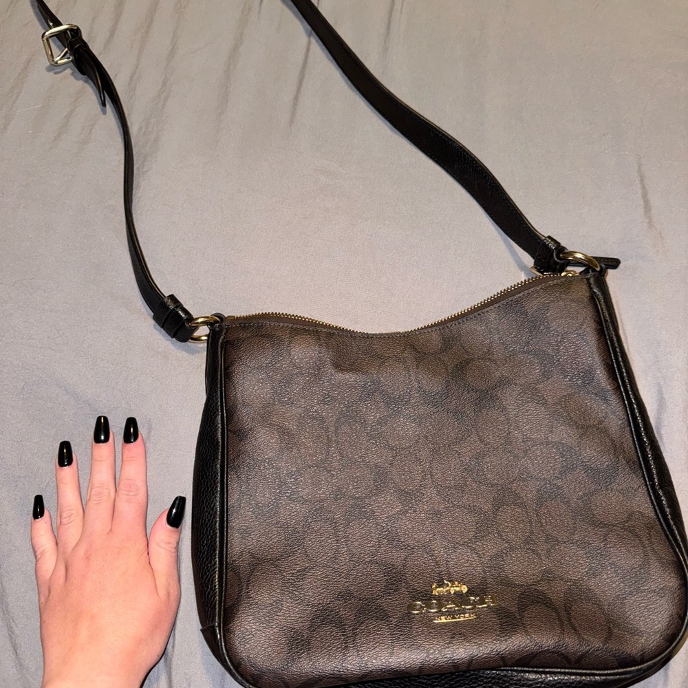 Coach Signature Black and Brown Crossbody Bag